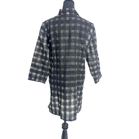 Connie Roberson Size XL Top Blouse Button Down Shirt Jacket Plaid Collared - Picture 5 of 7